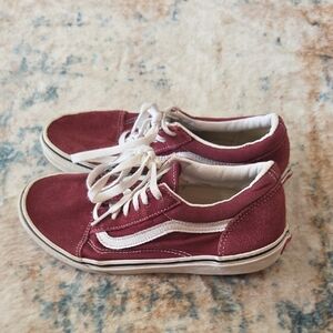 Vans Burgundy and White Sneakers